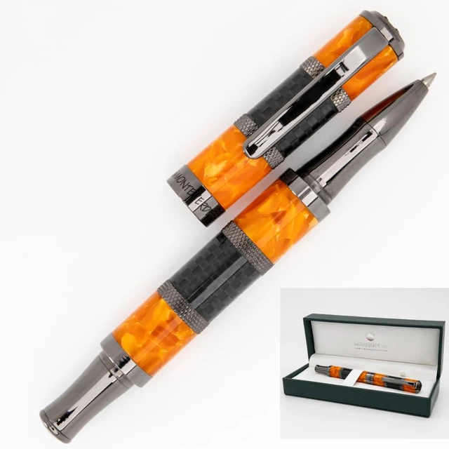 Main image of USA Regatta Sport Rollerball Pen, Blue/Yellow Luxury Writing Instrument, Refillable Rollerball Pen, Standard Rollerball Refills