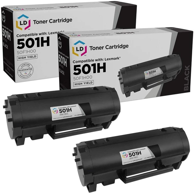 Main image of Compatible Toner Replacement for Lexmark 50F1H00 Black 2-Pk For Lexmark MS310d/dn, MS312dn, MS315dn, MS410d/dn, MS415dn, MS510dn/dtn, MS610de/dn/dte/dtn (US). 5,000-page yie