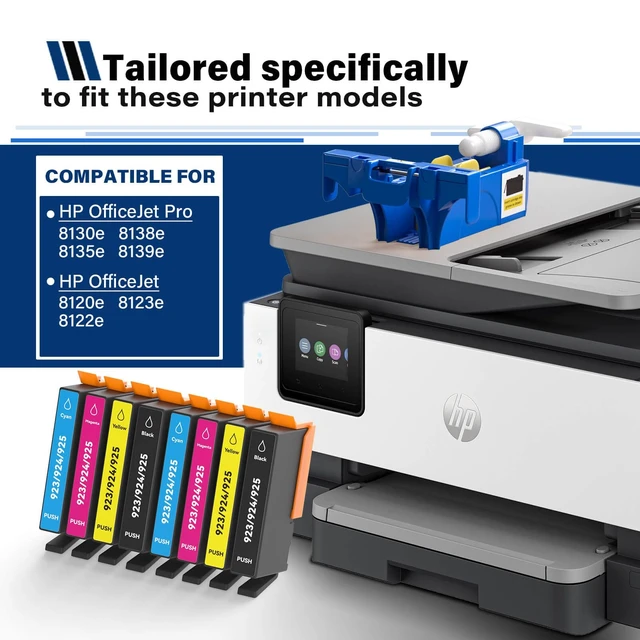 Alt view image 2 of 6 - 923 Ink Cartridge Combo Pack 2 Sets (No Chip) for HP OfficeJet Pro 8130e, 8135e, 8138e, 8139e and OfficeJet 8120, 8122e, 8123 Printers (2 Black, 2 Cyan, 2 Magenta, 2 Yellow)