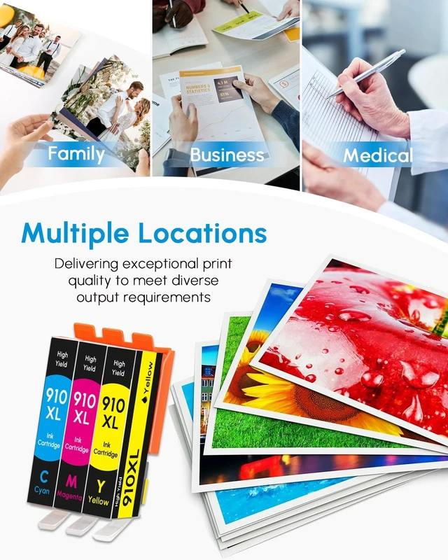 Alt view image 5 of 7 - 910XL Cyan, Magenta, Yellow Ink Cartridges Replacement for HP Ink 910 910XL Work for OfficeJet Pro 8010 8020 8015 8018 8022 8025 8028 8030 8035 Printer (3-Pack Color, High Yield)