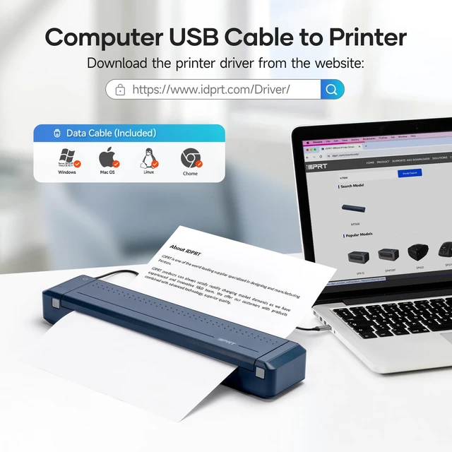 Alt view image 3 of 6 - MT888 Portable Thermal Printer, 300DPI HD Mobile-Travel-Printers, Inkless-Wireless-Small-Printer for Home Use, Office, Vehicles, Bluetooth Printers Supports 8.5 x 11 US Letter&A4&A5, Blue