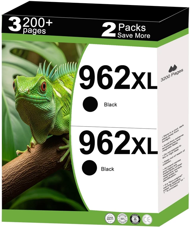 Main image of 962XL Ink Cartridges Black Replacement for HP 962 XL Compatible for HP962XL Work with 9015e 9010 9015 9025e 9020 9018e 9018 9025 9012e 9010e 9012 9020e 9019 Printer with V16.3.1 Chip (2 Packs,Black)