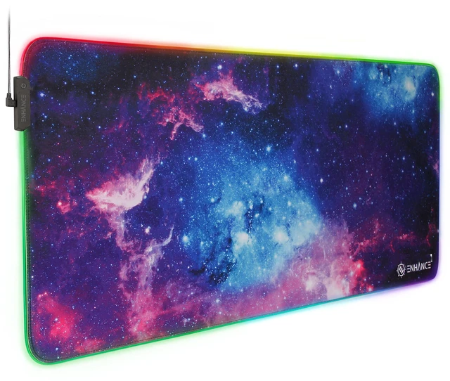 Main image of XXXL LED Computer Desk Mat - Illuminated 3XL Large Mouse Mat (48x24 Mouse Pad) for Gaming, Extended Table Desk Pad with Smooth Tracking Surface, and Non-Slip Rubber Grip - Galaxy