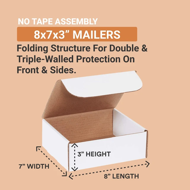 Alt view image 2 of 6 - Shipping Boxes Small 8"L x 7"W x 3"H 50-Pack, Cardboard for Shipping, Moving, Mailing, Packing, Packaging and Storage