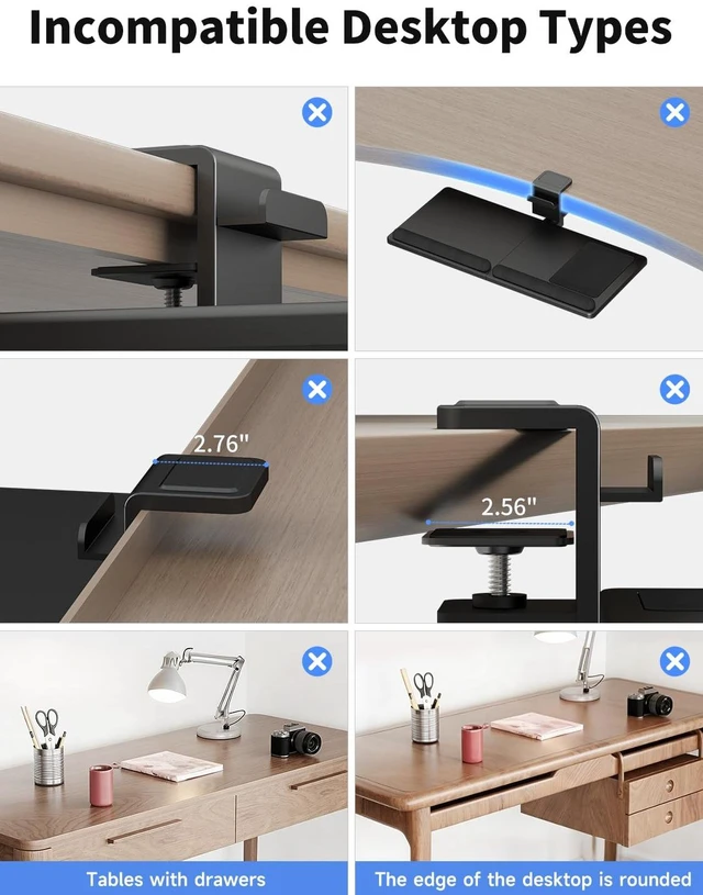 Alt view image 5 of 7 - Premium Adjustable Keyboard Tray Under Desk & Above Desk - Ergonomic Wood Sit Stand Computer Keyboard & Mouse Tray with 360° Rotation, 24.4"×12" Keyboard Stand with Wrist Rest - Black, DSF8