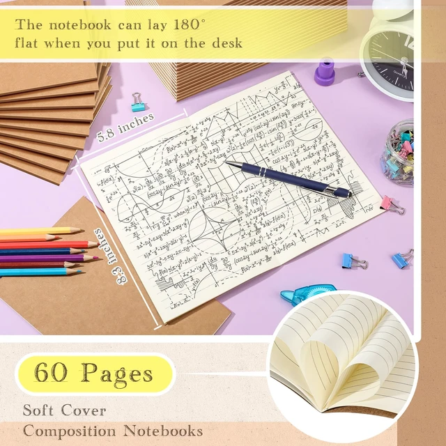 Alt view image 2 of 6 - 150 Pack A5 Kraft Notebooks 60 Pages Soft Cover Composition Notebooks Bulk Ruled Lined Travel Journals for Travelers, Home, Office Supplies, 5.8 x 8.3 Inch(Kraft Color)