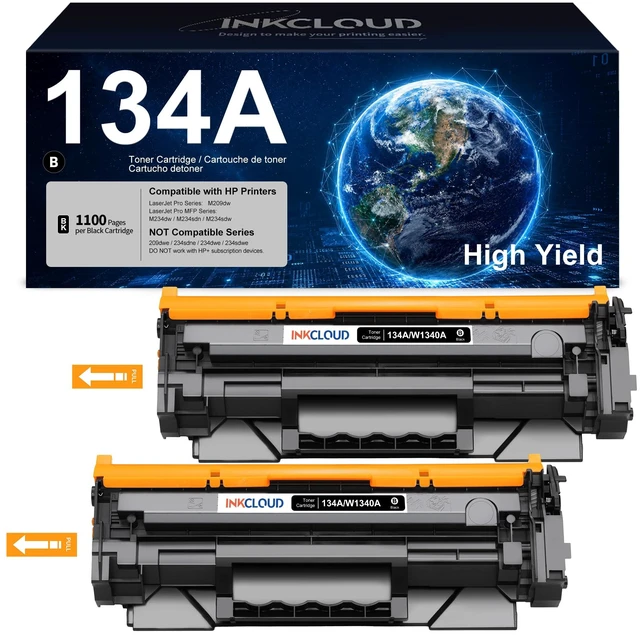 Main image of 134A for HP 134A 134X W1340A W1340X 2PK Black Toner Cartridges With Chip Compatible with HP LaserJet M209d M209dw MFP M234dw M234sdn M234sdw Printers - NOT for e-Series and HP+ Services Printers