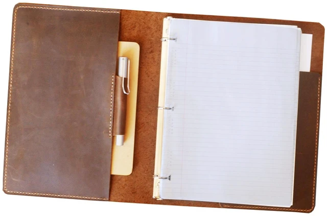 Main image of EXTRASTUDIO Full grain Leather 3 Ring Binder Holds 8.5 x 11 Inch Paper Binder Organizer Vintage Leather Portfolio Folder Planner for Office Home Document Photo Diary Supplies(Brown)