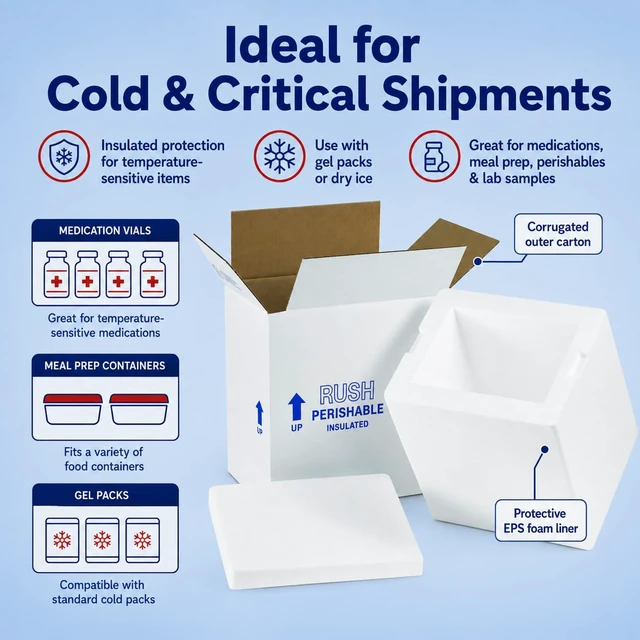 Alt view image 4 of 7 - Box USA Insulated Shipping Kit, 19 x 12 x 12 1/2 in, 1-Pack Large insulated shipping box for frozen food, perishables, meat, seafood, meal kits and cold products