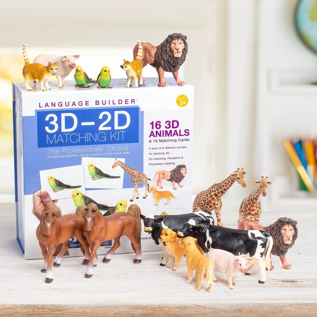 Alt view image 3 of 3 - Language Builder 3D-2D Animals Matching Kit for Autism Education and ABA Therapy