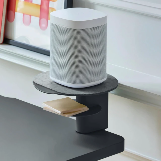 Alt view image 6 of 6 - Desk Perch, Elevated Desk Clamp Shelf for Monitors Laptops, and Accessories, Powder-Coated Steel with Felt-Lined Platform, 2 Tier Organizer, White