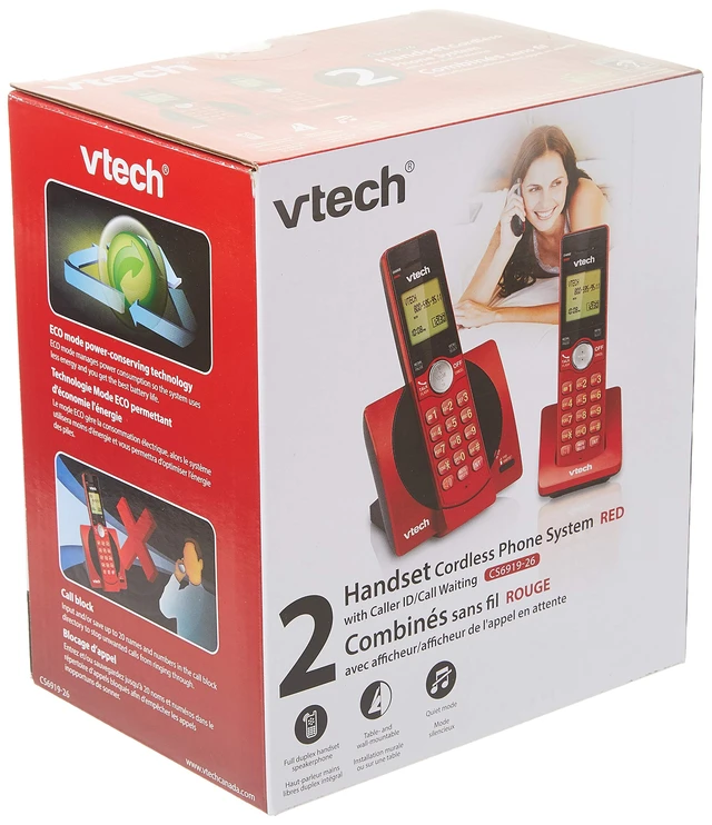 Alt view image 5 of 6 - CS6919-26 DECT 6.0 Cordless Phone with 2 Full Duplex Handsets - Red