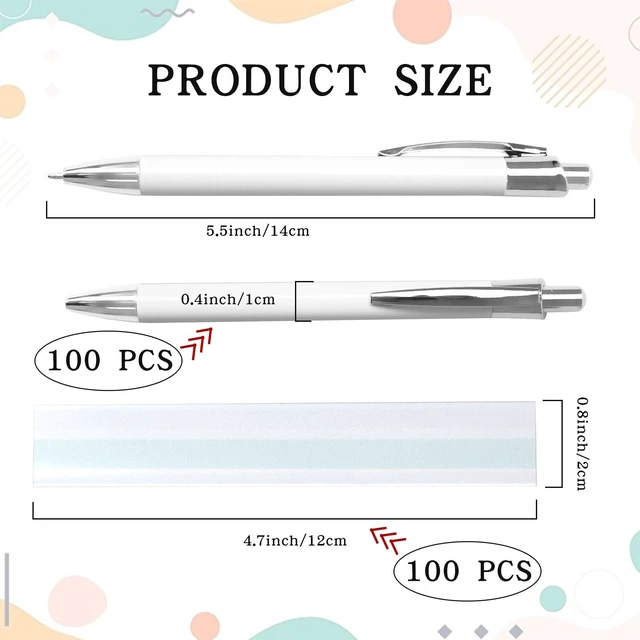 Alt view image 2 of 7 - 100 Pcs Sublimation Pens with Clip, White Blank Aluminum Ballpoint Aluminum for Custom Designs, Christmas DIY, Heat Transfer Pack with Shrink Wrap, Personalized Gifts, Office Supplies