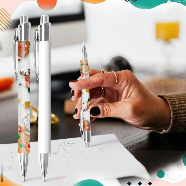 Alt view image 5 of 7 - 100 Pcs Sublimation Pens with Clip, White Blank Aluminum Ballpoint Aluminum for Custom Designs, Christmas DIY, Heat Transfer Pack with Shrink Wrap, Personalized Gifts, Office Supplies