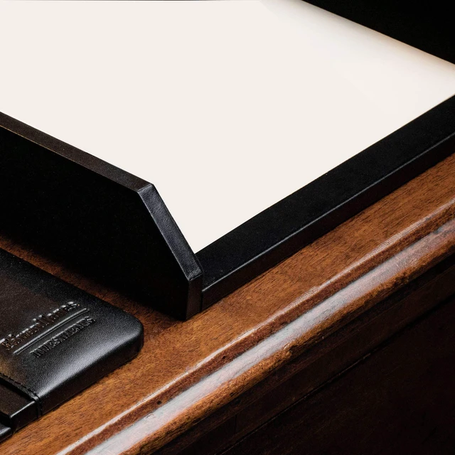 Alt view image 5 of 7 - Black Leather Front-Load Letter Tray, Under 5 Gallons
