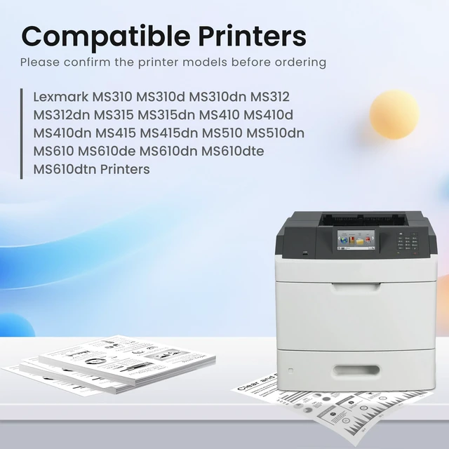 Alt view image 2 of 7 - 50F1H00 501H Toner Cartridge for MS310d MS310dn Printer, 2 Black 50F1H00 Toner Cartridge, Replacement for Lexmark MS310d MS310dn MS312dn MS315dn MS410dn MS415dn MS510dn Printer