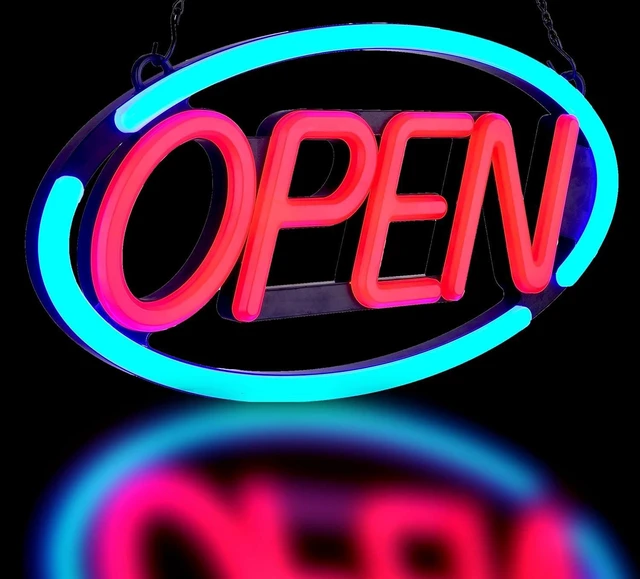 Main image of 24'' X 12'' Ultra Bright LED Open Sign - Remote Controlled - Get Your Business Seen Day or Night (Blue/Red)