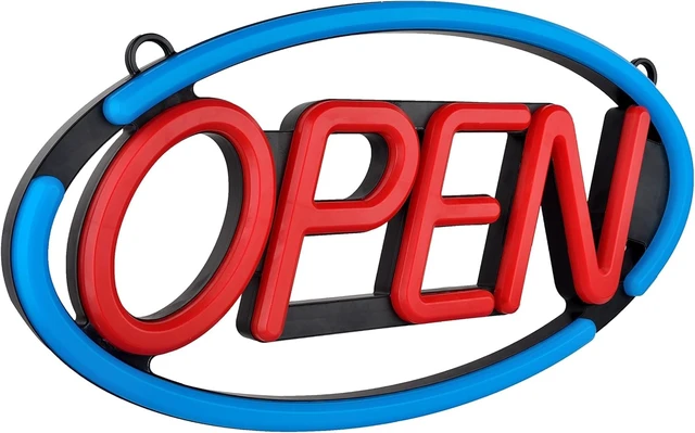 Alt view image 2 of 5 - 24'' X 12'' Ultra Bright LED Open Sign - Remote Controlled - Get Your Business Seen Day or Night (Blue/Red)