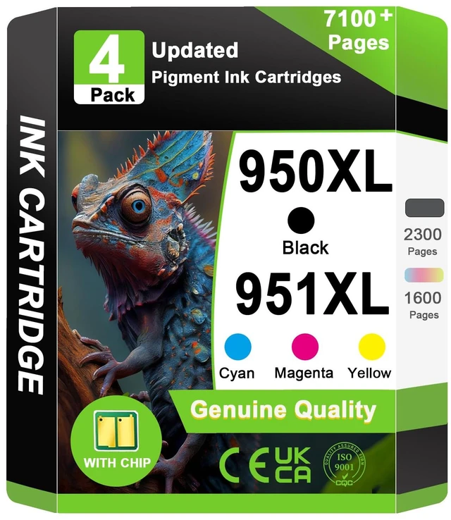 Main image of 950XL 951XL High Yield Ink Cartridge Use for OfficeJet 8600 OfficeJet Pro 251dw 276dw 8100 8610 8615 8620 8625 8630 Printers (4 Pack)