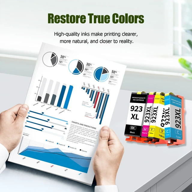 Alt view image 5 of 5 - 4Pack 923XL Ink Cartridge High-Yield with Chip Compatible with Home Office School Printers Replacement for Pro 8120 8122e 8132e 8124e 8125e 8130 (923XL-4Black)