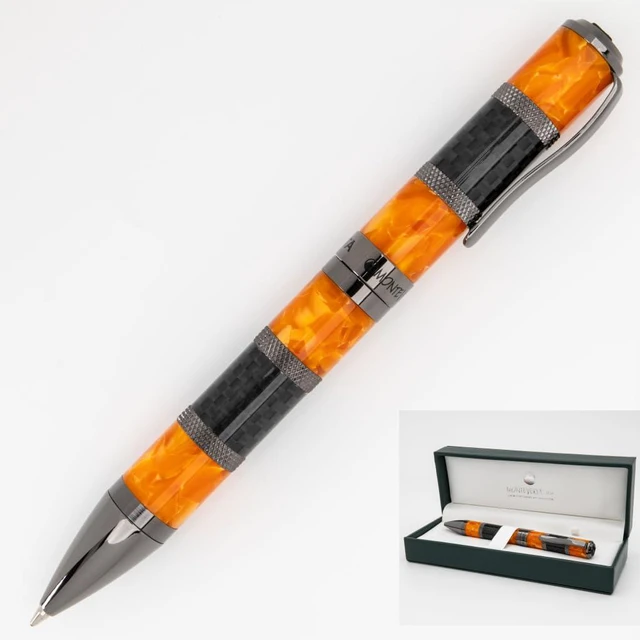 Main image of USA Regatta Sport Ballpoint Pen, Orange and Carbon Fiber Premium Ballpoint Pen, Refillable with Parker-Style Refills, Luxury Gift