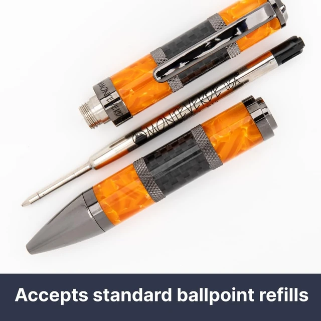 Alt view image 4 of 7 - USA Regatta Sport Ballpoint Pen, Orange and Carbon Fiber Premium Ballpoint Pen, Refillable with Parker-Style Refills, Luxury Gift