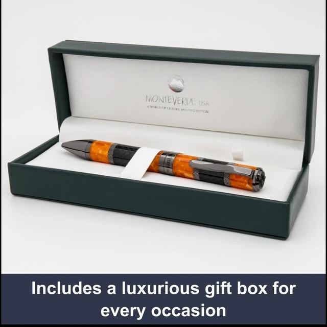 Alt view image 5 of 7 - USA Regatta Sport Ballpoint Pen, Orange and Carbon Fiber Premium Ballpoint Pen, Refillable with Parker-Style Refills, Luxury Gift