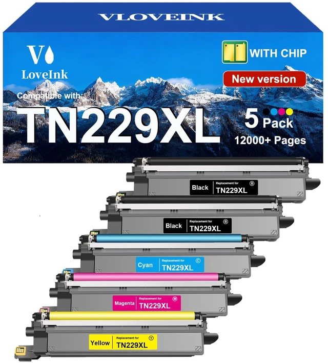 Main image of VLVLLNK Replacement for TN229XL Compatible for Brother TN229XL TN229 Toner Work with Brother MFC-L3780CDW HL-L3280CDW MFC-L3720CDW MFC-L3765CDW HL-L3300CDW HL-L8245CDW Printer High Yield (5 Pack)