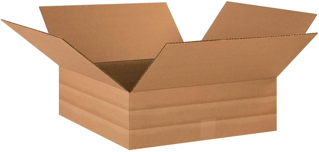 Main image of Staples MultiDepth Corrugated Boxes, 18 x 18 x 6, Adjustable Kraft Cartons for Packing, Shipping & Storage Pack of 20