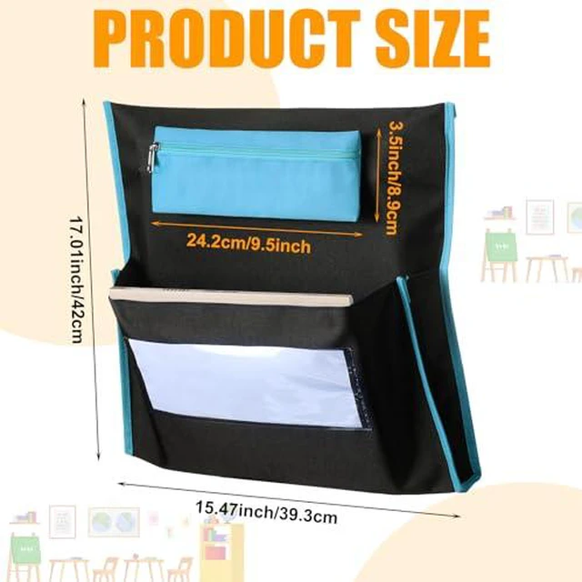 Alt view image 2 of 7 - 24 Pcs 17 x 15.5 Chair Pockets for Classroom Chair Organizer with Pencil Case and Name Tag Chairback Storage for Classroom Seat Suppliers to Keep Desk Organized for Student, Black