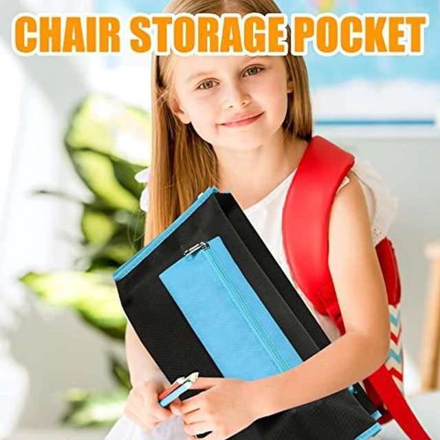Alt view image 5 of 7 - 24 Pcs 17 x 15.5 Chair Pockets for Classroom Chair Organizer with Pencil Case and Name Tag Chairback Storage for Classroom Seat Suppliers to Keep Desk Organized for Student, Black