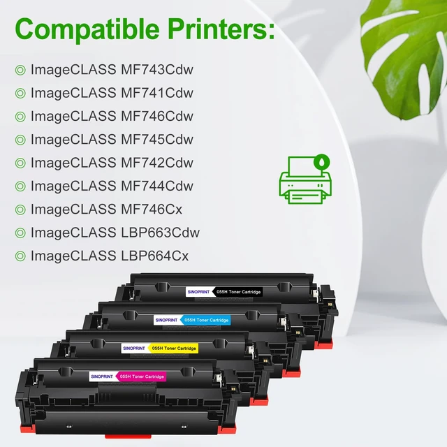 Alt view image 3 of 7 - 055H 055 Toner Cartridge Replacement with Chip for Canon Color ImageCLASS MF741Cdw MF743 MF741 MF746Cdw MF740C MF745Cdw LBP664Cdw Printer Ink 4 Packs