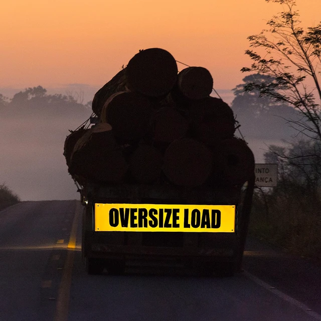 Alt view image 6 of 7 - 2-Pack Reflective Oversize Load Banners, 18 x 84 Inch with black edge binding, bungee cords and metal hooks, for trucks, pilot cars and escort vehicles