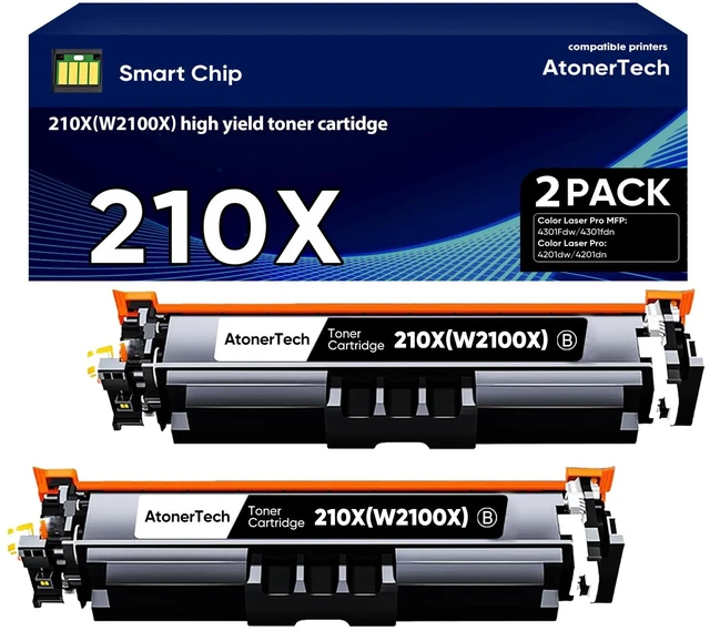 Main image of 210X Black High Yield Toner Cartridges (2 Pack) Compatible Replacement for HP 210X 210A 210 Toner Cartridge with Color LaserJet Pro MFP 4301fdw 4201dn 4301fdn 4201dw 4301 Printer Ink W2100X W2101X