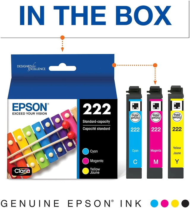 Alt view image 3 of 6 - T222 Color Combo Ink Cartridges, Standard Capacity & T222 Black Ink Cartridge, High Capacity