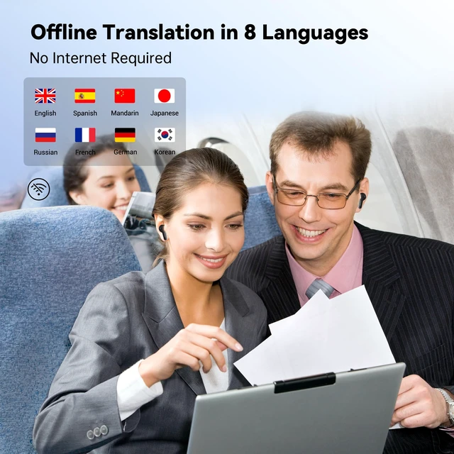 Alt view image 2 of 7 - M6 Translator Earbuds Offline Two Way Language Translation Translator Device for Travel Business and Daily Use (with Offline Language Package)
