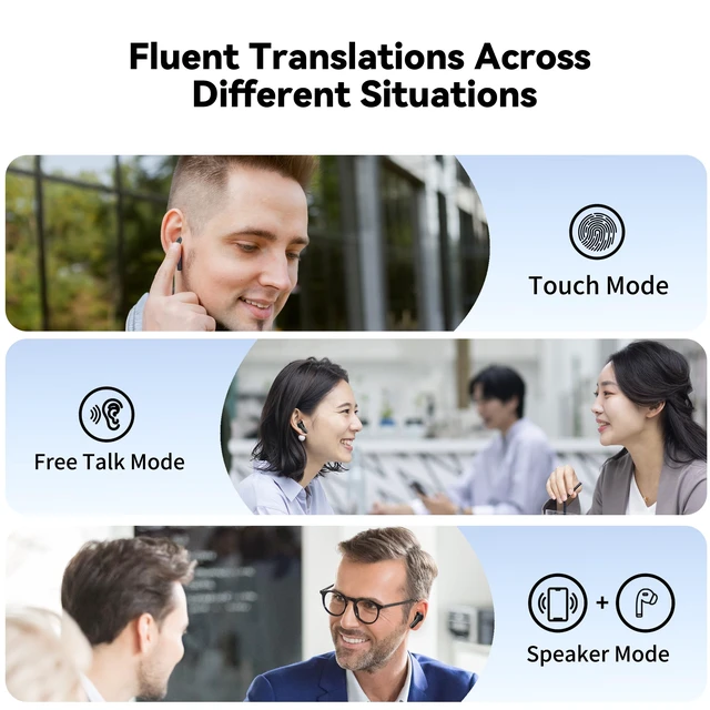 Alt view image 3 of 7 - M6 Translator Earbuds Offline Two Way Language Translation Translator Device for Travel Business and Daily Use (with Offline Language Package)
