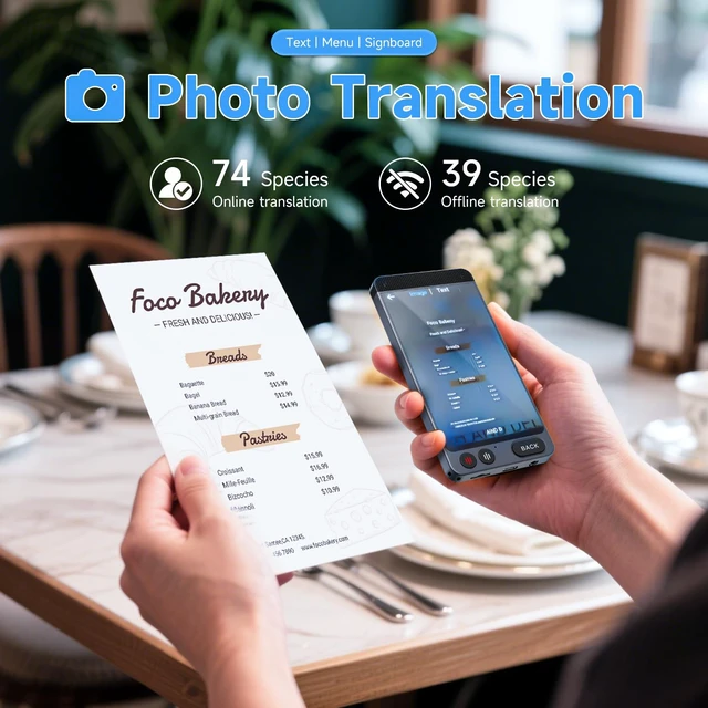 Alt view image 6 of 7 - AI Language Translator Device, 142 Languages Real Time Offline Translator Instant translator supports 142 online/19 offline languages, Portable Voice/Photo Translation for Business Learning Travel