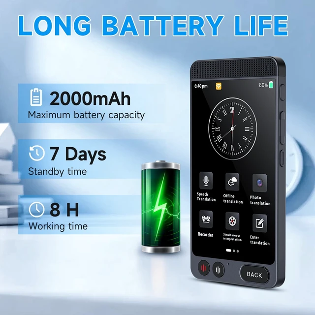 Alt view image 7 of 7 - AI Language Translator Device, 142 Languages Real Time Offline Translator Instant translator supports 142 online/19 offline languages, Portable Voice/Photo Translation for Business Learning Travel