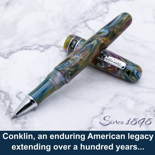 Alt view image 6 of 6 - 1898 Rollerball Pen, Misto Green Unique Resin Blend Design Smooth Writing Experience Great Gift for Pen Enthusiasts