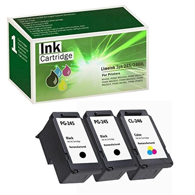 Alt view image 2 of 3 - Remanufactured Ink Cartridge Replacement for Canon 245xl Ink Cartridge for Canon 245 and 246 for MG2522 Printer Cartridges 245 XL Black Cartridge 246xl Color 3BK2C 5