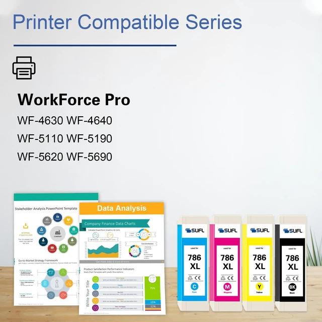 Alt view image 2 of 6 - Remanufactured T786XL 786XL Ink Cartridges (4-Pack) Sfl Compatible Replacement for T786 T786XL Ink Cartridge with Workforce Pro WF-4630 WF-5690 WF-5190 WF-5620 WF-5110 Printer