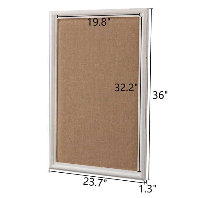 Alt view image 2 of 7 - Linen Bulletin Board for Wall, White Framed Pin Board 24 x 36 Inches Fabric Surface, Wood Frame, Rustic Design, Photo Picture Memo Display, Living Room, Bedroom, Farmhouse/Modern Home Decor