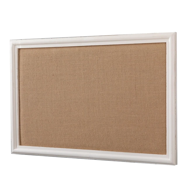 Alt view image 7 of 7 - Linen Bulletin Board for Wall, White Framed Pin Board 24 x 36 Inches Fabric Surface, Wood Frame, Rustic Design, Photo Picture Memo Display, Living Room, Bedroom, Farmhouse/Modern Home Decor