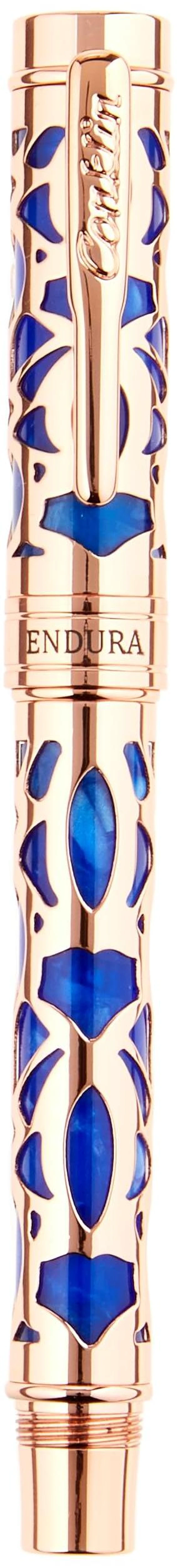 Main image of Endura Deco Crest Rollerball Pen in Blue with Chrome Accents Refillable Rollerball Writing Instrument by Pen Company