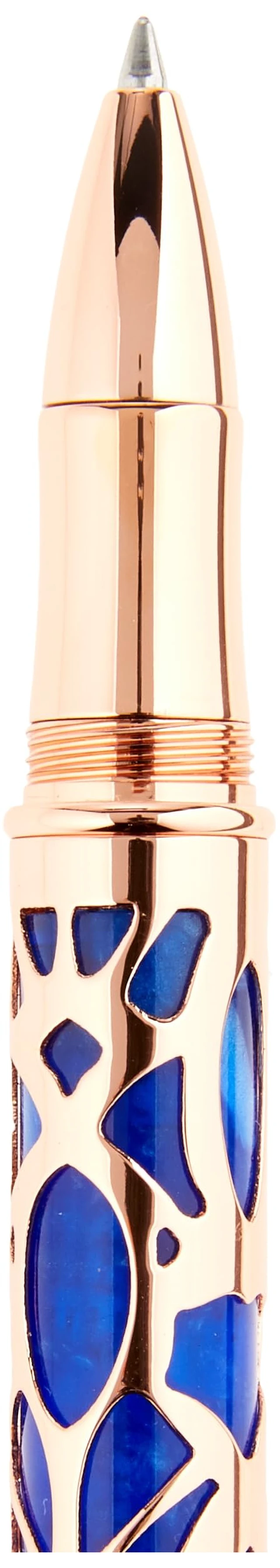 Alt view image 3 of 3 - Endura Deco Crest Rollerball Pen in Blue with Chrome Accents Refillable Rollerball Writing Instrument by Pen Company
