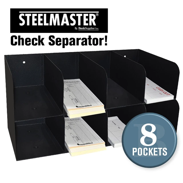 Alt view image 2 of 5 - Check Sorter Organizer - 8 Pocket, 2-Tier Design - 4 Over 4-3 ¾ H x 16" W x 8" D - Scratch & Chip-Resistant Finish - Steel Construction - Pre-Drilled Holes - Document Organizer