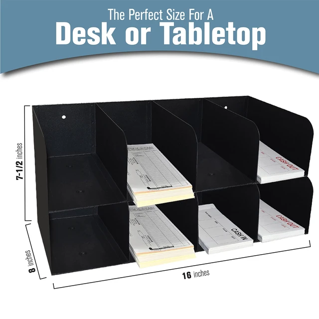 Alt view image 3 of 5 - Check Sorter Organizer - 8 Pocket, 2-Tier Design - 4 Over 4-3 ¾ H x 16" W x 8" D - Scratch & Chip-Resistant Finish - Steel Construction - Pre-Drilled Holes - Document Organizer