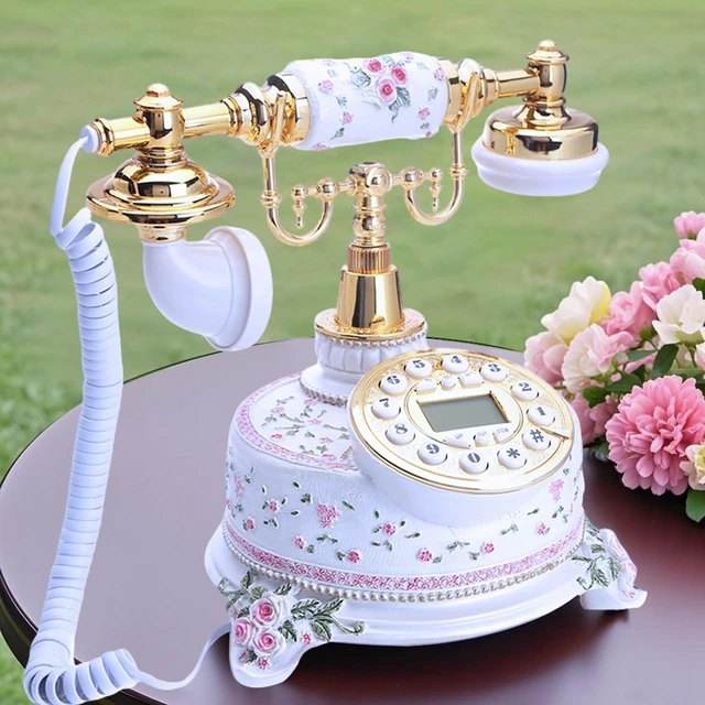 Alt view image 3 of 5 - Home Telephone White Floral Home Phones Decorative Modern Landline Telephones Desktop Phone for Home Office Decor