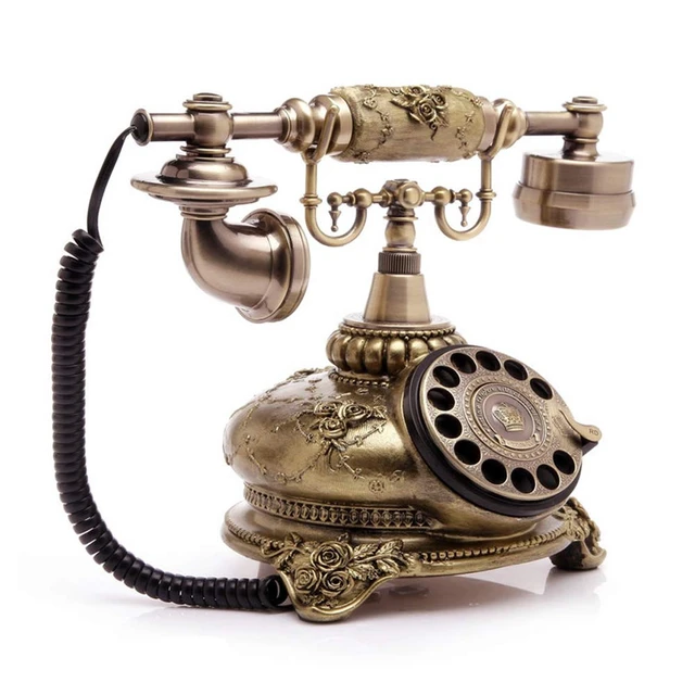 Alt view image 3 of 5 - Retro Vintage Antique Style Corded Rotary Dial Desk Telephone Phone Home Office Decor Classic Vintage Old Fashion Landline Phones, Decorative Bronze Hotel Phone with Redial